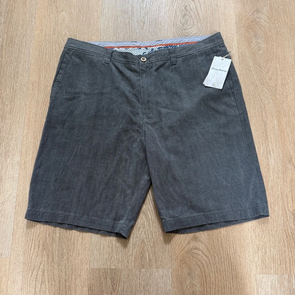 Tommy Bahama Other - Tommy Bahama Havana Herringbone Shorts Mens 38 Ink Grey Silk Cotton T817036 NWT